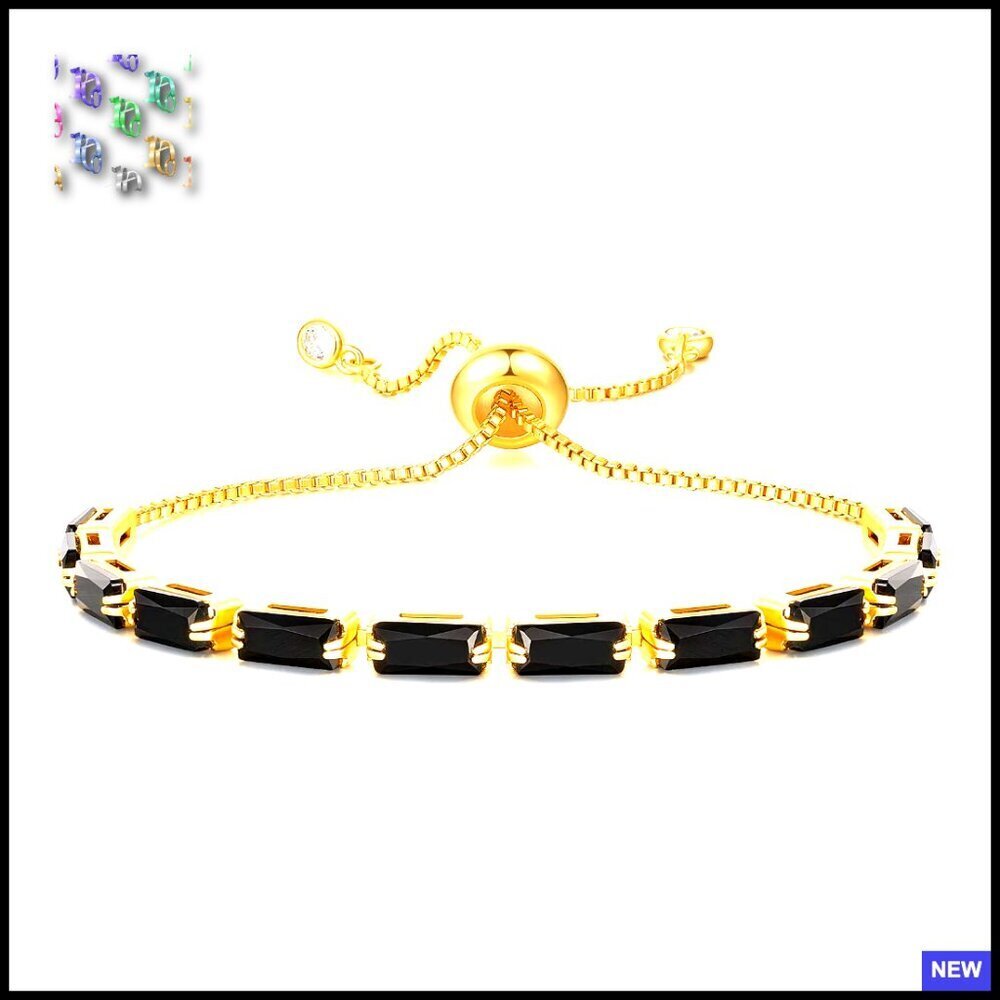 Gold Plated Tennis Bracelet Adjustable Slider Minimal Elegant Jewelry Gift